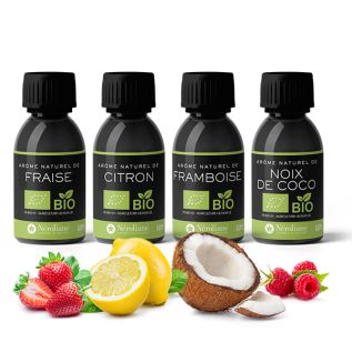 Pack of 4 ORGANIC* flavors Ecocert-FR-BIO-01 + FREE pipette caps | Neroliane